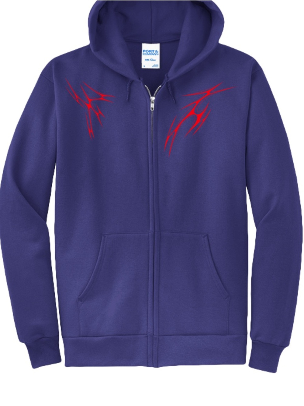Purple Cyberus Zip-Up Hoodie with Red Tribal Accents